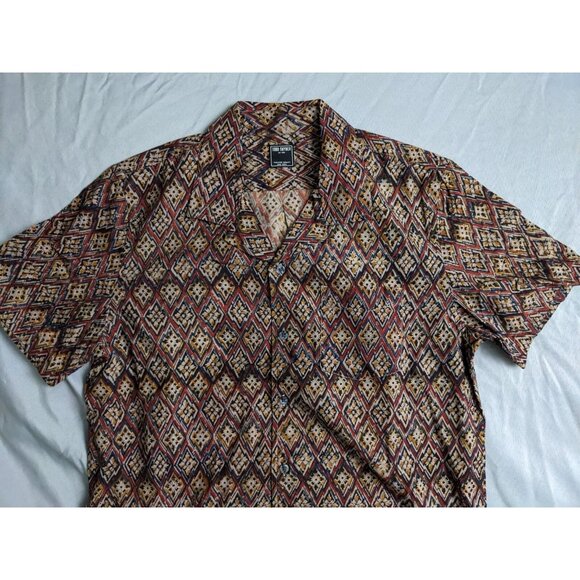 Todd Snyder Shirt Hawaiian Camp Collar Red & Beige Button Up Mens Size L - Picture 2 of 10